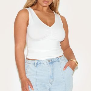 Shape White Sculpt Ruched Bust Sleevless Top