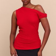7624522620f1ea5b7eb649342b747944649d77c6_CNM6609_1_red_textured_asymmetric_slouched_detail_long_top