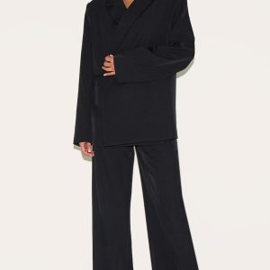 Black Tailored Woven Wide Leg Trouser