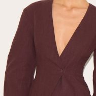 7bb18f53101db826d9a077794db369f60bf14f60_CNM7371_4_tall_chocolate_premium_linen_look_tailored_cocoon_sleeve_cinched_blazer