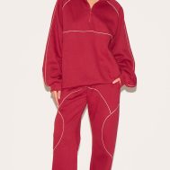 7c2930add5632d0b8b3df1ecd063eb3e1e169c96_CNM4812_3_red_oversized_contrast_piping_quarter_zip_sweatshirt
