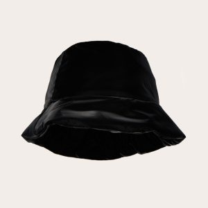 Black Shiny Nylon Bucket Hat