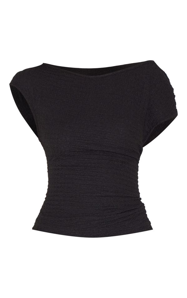 84e549de7d6638eb4138db0c49010708cb8b5834_CNM4264_5_black_textured_asymmetric_ruched_detail_long_top