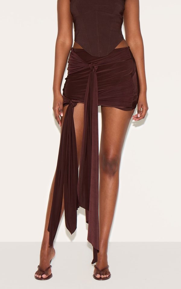 8575fe9b20576446f129e780b7fcc1a360b776b4_CNM7958_2_chocolate_double_layer_slinky_knot_detail_mini_skirt