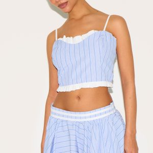 Petite Blue And White Pinstripe Structured Bralette