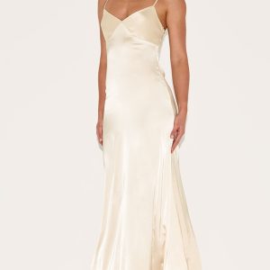 Tall Buttercream Satin Maxi Dress