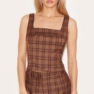 93f9dff7ae3a3189b3476cc39675c6f9a5607767_CNL7298_1_brown_tailored_woven_check_square_neck_top