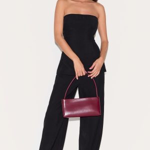 Black Woven Tailored Longline Bandeau Flared Jumpsuit