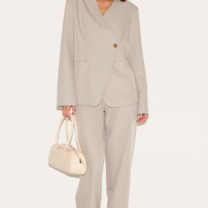 Sand Tailored Woven Mid Rise Trousers
