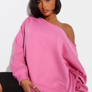 Shape Hot Pink Sweat Raw Edge Slouch Sweatshirt