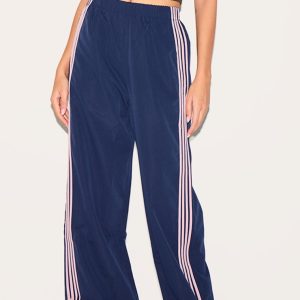 Navy Shell Bow Detail Track Pants