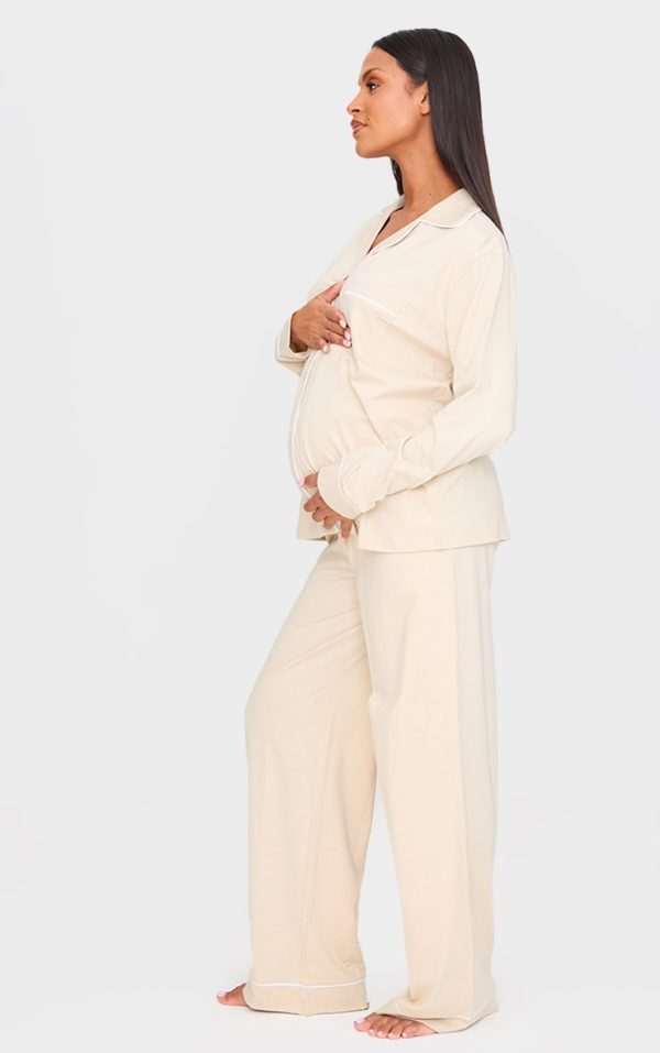 a047852438d3cbae4c25800f483f39a51279894c_CNL7133_3_maternity_sand_jersey_piping_detail_long_pj_set