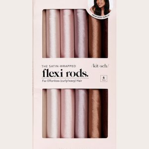 Kitsch Satin Wrapped Flexi Heatles Curler 6 Piece Set Rosewood