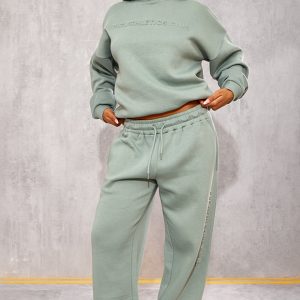 PRETTYLITTLETHING Sage Athletics Club Embossed Straight Leg Joggers