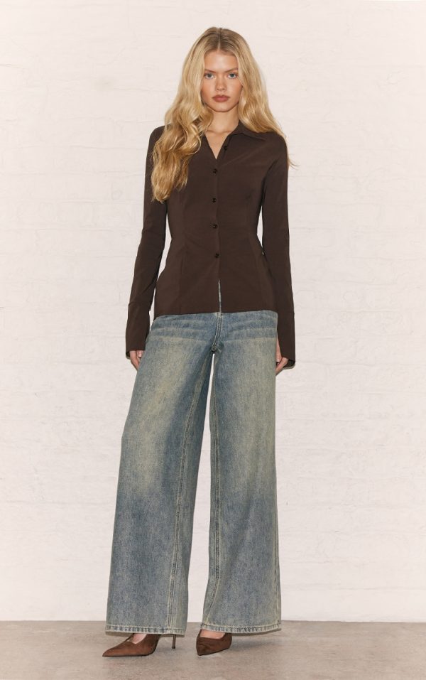a487aa2521d626c76c7c0c81dfd15699a240ac76_CNL8964_3_chocolate_bengaline_cinched_waist_detail_long_sleeve_shirt