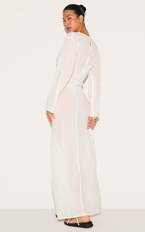 a788c84c8adfe9c8a105558e2c6c6cd34e9c9be0_CNM3600_2_white_textured_long_sleeve_maxi_dress