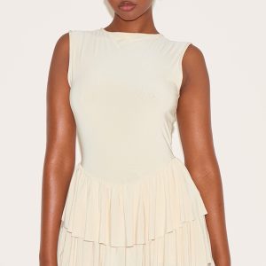 Almond Double Layer Slinky Rara Skort Playsuit