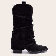 ace34589cbca3131bced0e49dcc60b28916ad00f_CNL3723_1_black_faux_suede_point_toe_slouchy_fold_over_calf_high_western_boots