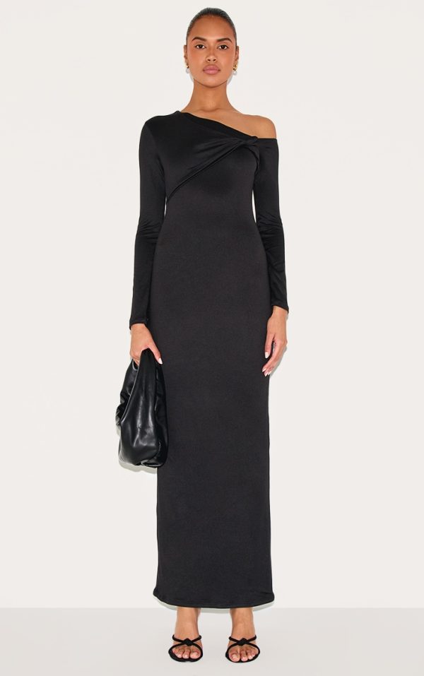 ae0cb389f4f580f482da7eb843ce3b37d99a4a4c_CNM3145_1_black_double_contour_twist_detail_long_sleeve_maxi_dress