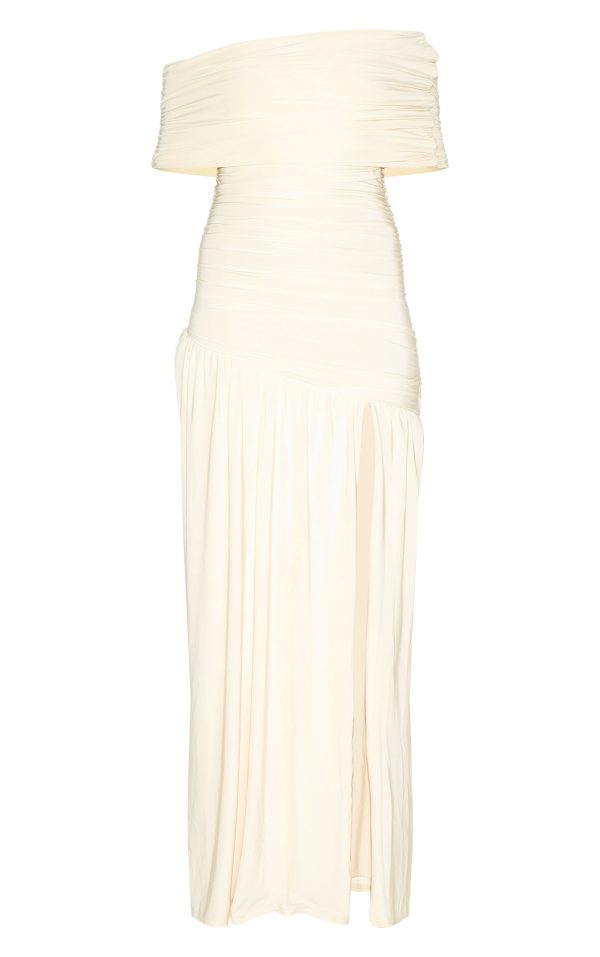 b08e7410048c305e520662837b42baedbc5fdfa9_CNM8673_5_cream_double_layer_slinky_bardot_one_shoulder_ruched_maxi_dress