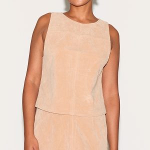 Stone Structured Faux Suede Sleeveless Shift Top