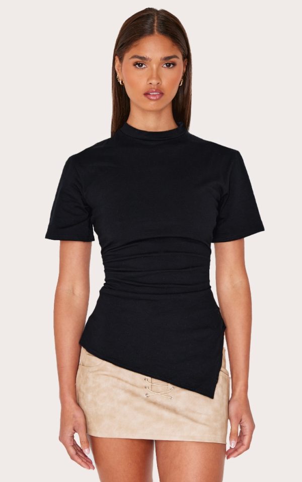 ba94fecff6ce82cbe5fc88ea6c560708443f70b3_CNL5589_1_black_cotton_ruched_side_asymmetric_hem_t_shirt