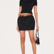 bc1071f4aafec98292d16fa17a9d5056447519b9_CNM0634_1_black_woven_belted_tulip_mini_skirt
