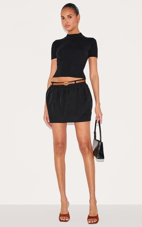 bc1071f4aafec98292d16fa17a9d5056447519b9_CNM0634_1_black_woven_belted_tulip_mini_skirt