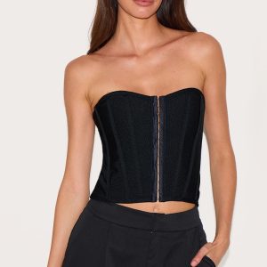 Black Bandage Hook And Eye Structured Corset