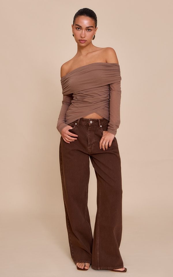 bd72e28e139b04d0c6d88425028f9e20544e1153_CNN0206_3_mushroom_stretch_chiffon_ruching_bardot_detail_long_sleeve_top