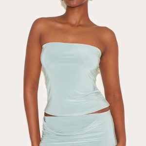 Sage Double Layer Slinky Bandeau Top