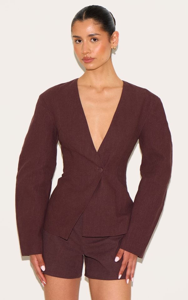 c7272e24baba78a5e956ef725731d6549dd285ab_CNM7371_1_tall_chocolate_premium_linen_look_tailored_cocoon_sleeve_cinched_blazer