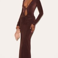 c73462e19db7784706f31bc96db1f0af87cb58a4_CNM8002_4_chocolate_double_layer_plunge_ruched_maxi_dress