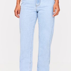 PRETTYLITTLETHING Light Blue Wash High Waist Straight Leg Jeans