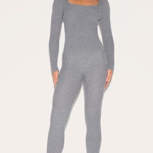 Tall Charcoal Rib Knit Leggings