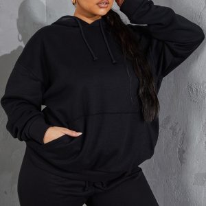 Plus Black Basic Hoodie