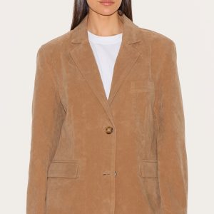 Tan Faux Suede Longline Blazer