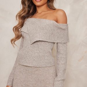 Mocha Luxe Knit Fold Over Top