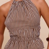 d3241e28498d8a3dbbde66c5dbbd1dd1d8de197b_CNM1764_4_brown_stripe_woven_ruched_backless_halterneck_long_top