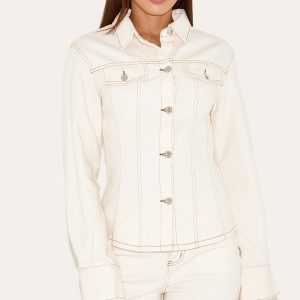 Tall Ecru Long Sleeve Cinched Denim Shirt
