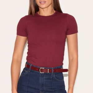 Tall Burgundy Premium Cotton Cap Sleeve T-shirt