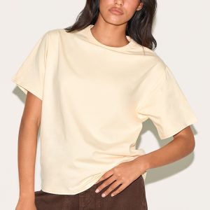 Butter Yellow Cotton Basic Oversized T-shirt