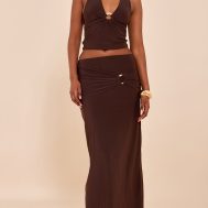 db79f73096f93796641c3ae79ac172731f17f989_CNM5199_1_brown_ruched_detail_flowy_maxi_skirt