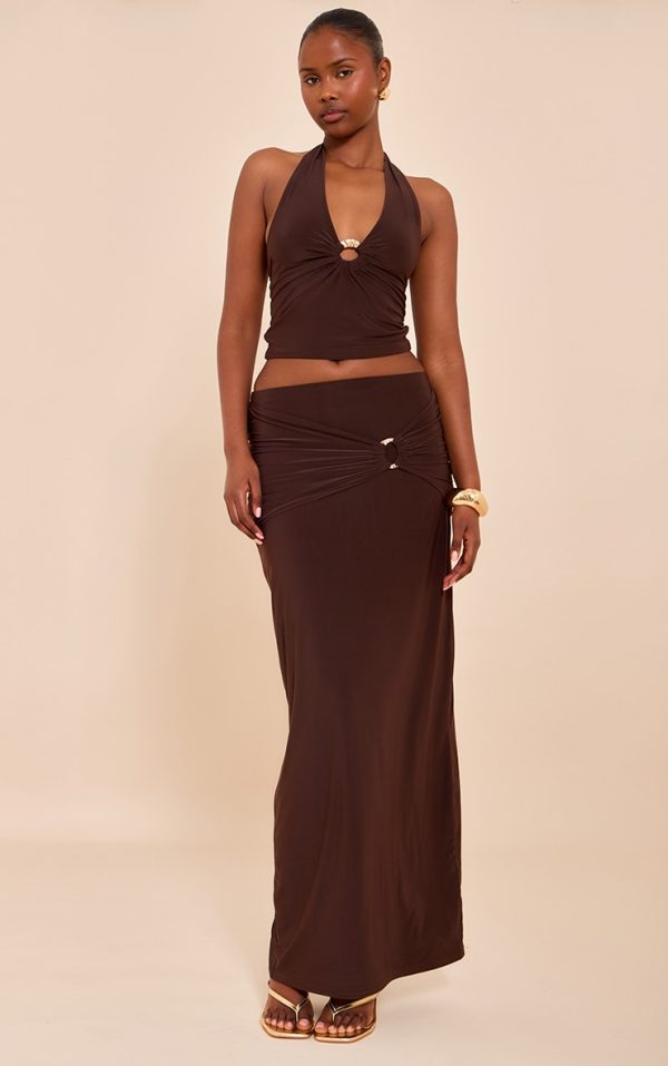 db79f73096f93796641c3ae79ac172731f17f989_CNM5199_1_brown_ruched_detail_flowy_maxi_skirt