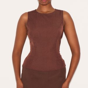 Chocolate Fitted Woven Long Top