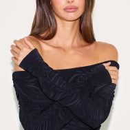 e4b42d2a47339893782aeba58f868f4411e63130_CNM5811_4_black_double_layer_slinky_ruched_detail_bardot_long_sleeve_top