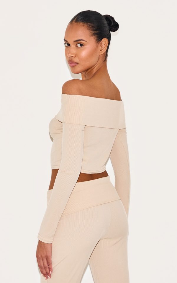 e52ce1b4cb1f7c0518136b3a4b1052bd91f38739_CNL2587_2_beige_rib_bardot_foldover_flute_sleeve_longline_top