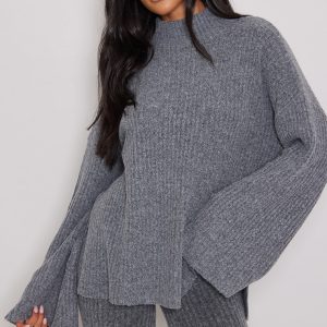 Tall Charcoal Luxe Rib Knit Oversized Jumper
