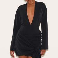 e83f3a154a499e62f7e719ceda3b87afa7bd231e_CNM1583_1_black_woven_plunge_wrap_shirt_dress