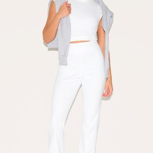 Petite White Contour Sculpt Flared Trousers
